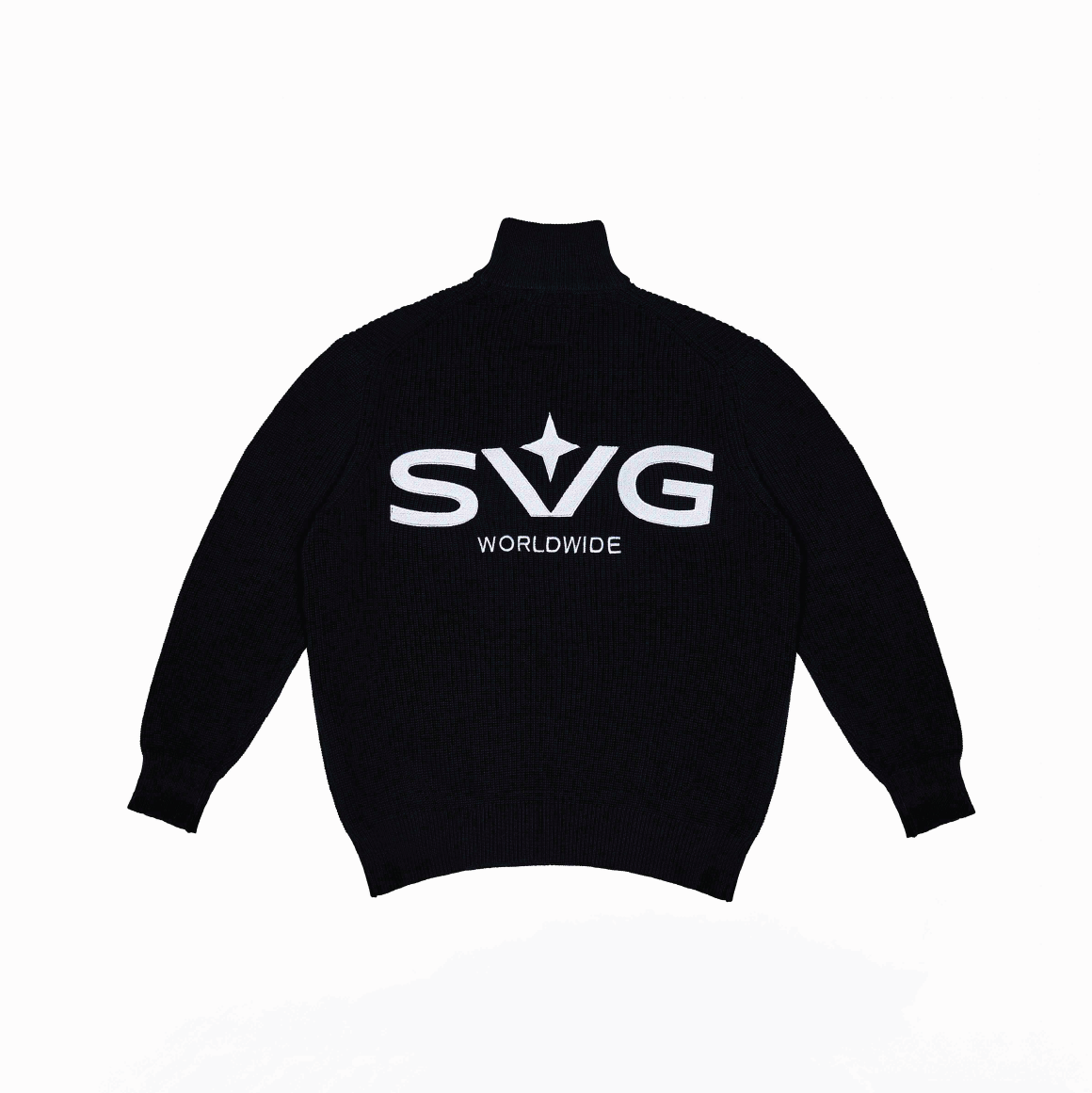 Knitted Half Zipper Black