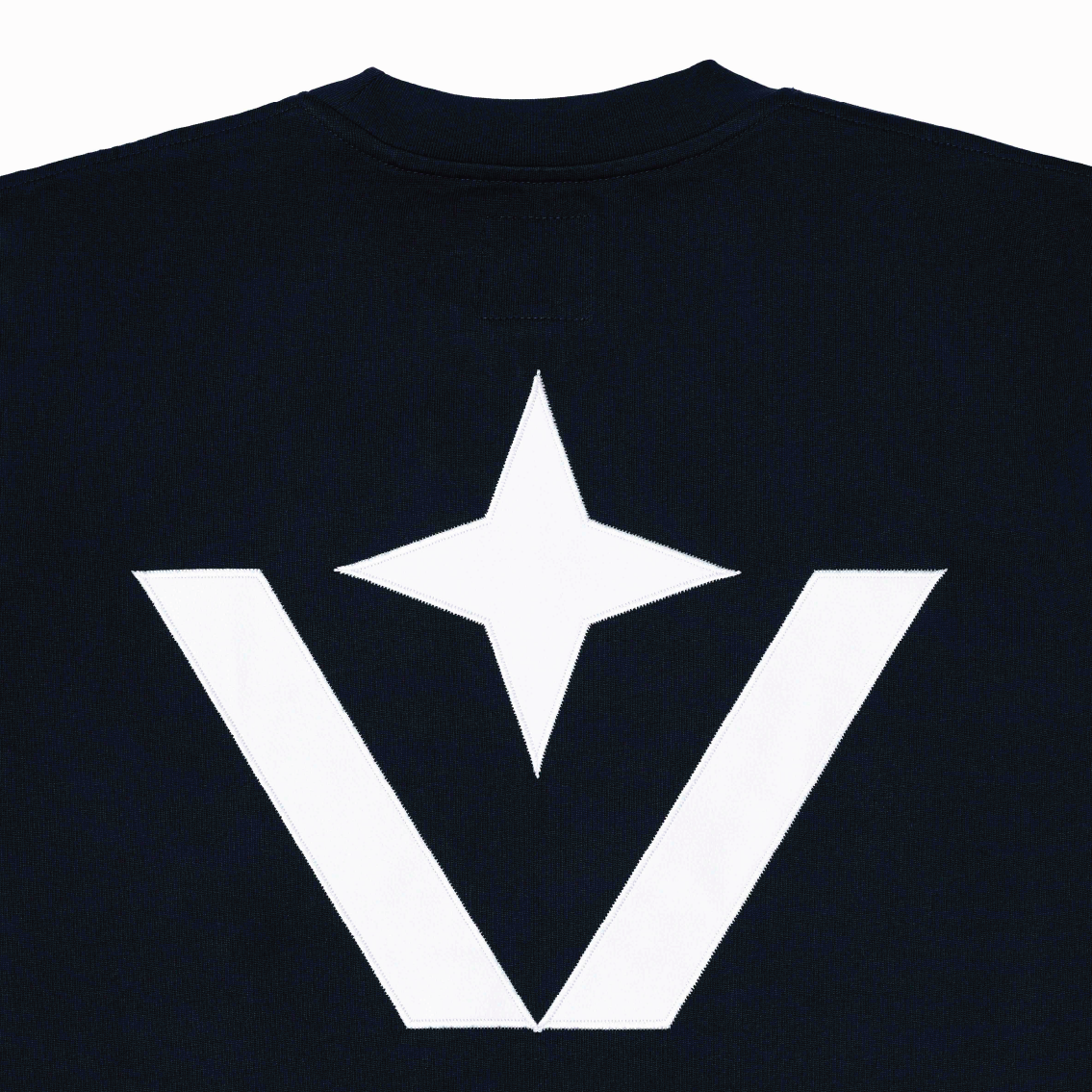 Victory Embroidery Leather Tee Dark Blue