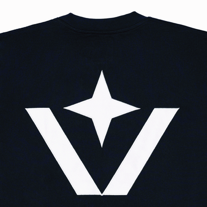 Victory Embroidery Leather Tee Dark Blue