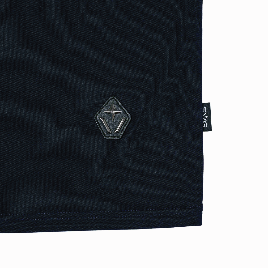 Victory Embroidery Leather Tee Dark Blue