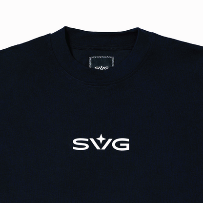 Victory Embroidery Leather Tee Dark Blue