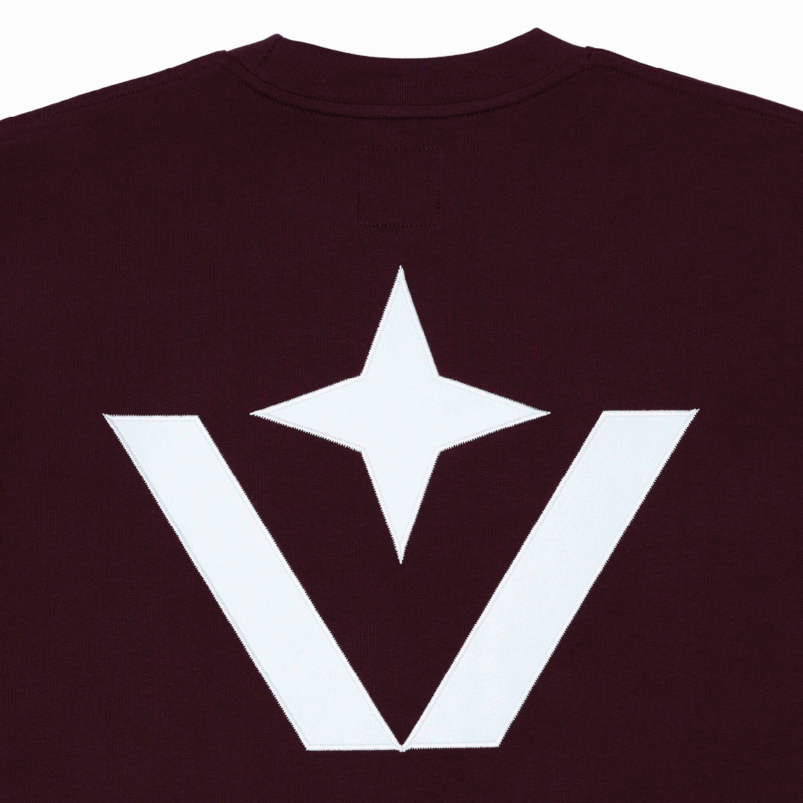 Victory Embroidery Leather Tee Burgundy