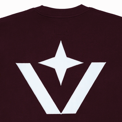 Victory Embroidery Leather Tee Burgundy