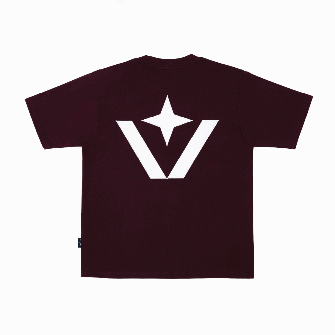 Victory Embroidery Leather Tee Burgundy