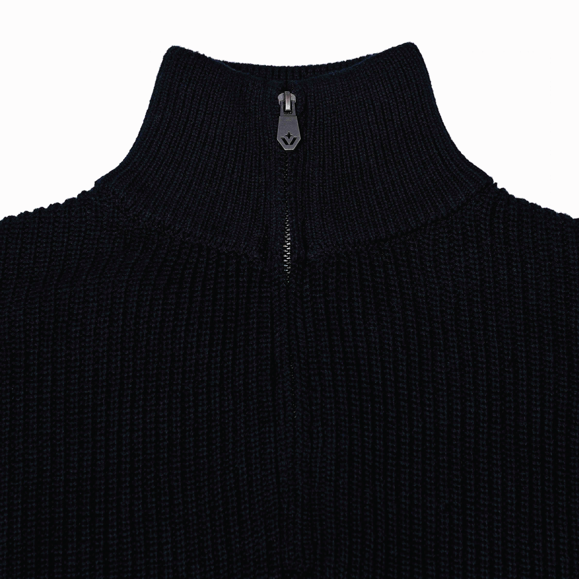 Knitted Half Zipper Black