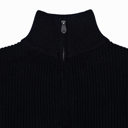 Knitted Half Zipper Black
