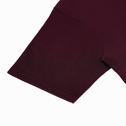 Victory Embroidery Leather Tee Burgundy