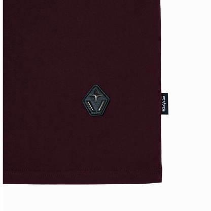 Victory Embroidery Leather Tee Burgundy