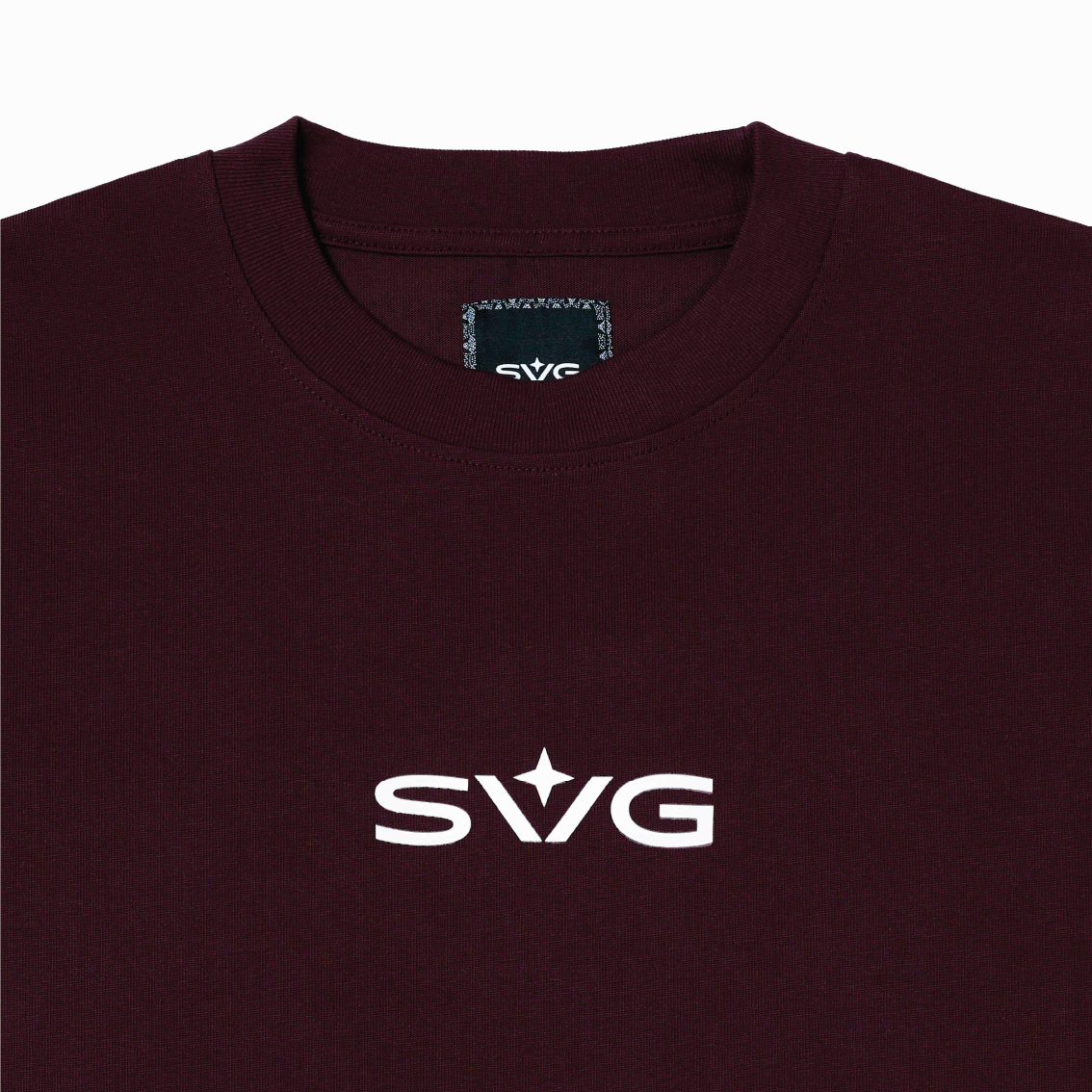 Victory Embroidery Leather Tee Burgundy