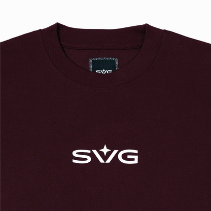 Victory Embroidery Leather Tee Burgundy