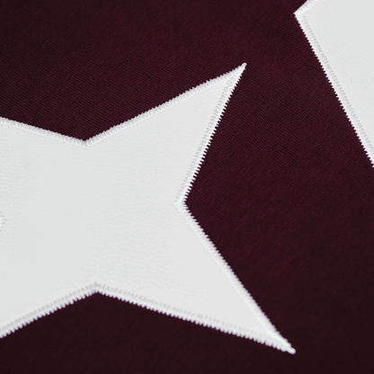 Victory Embroidery Leather Tee Burgundy