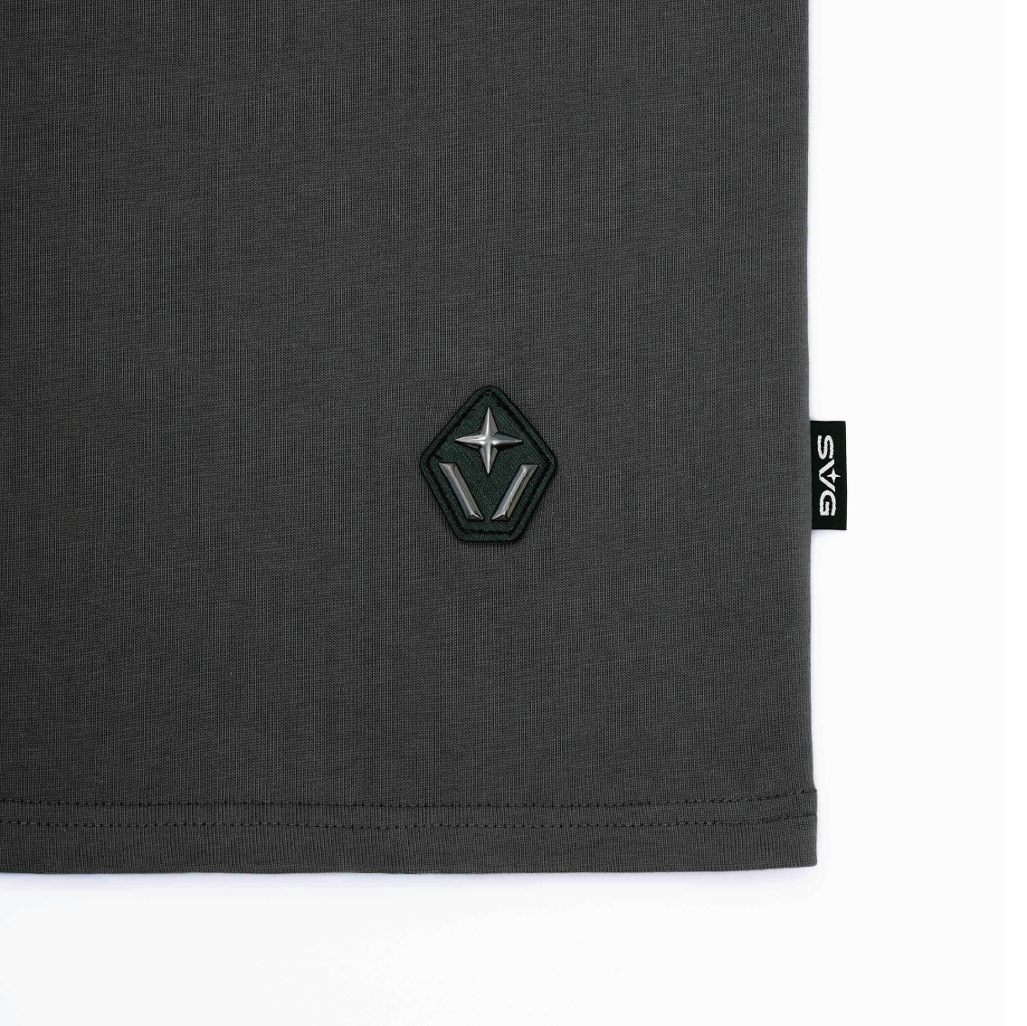 Victory Embroidery Leather Tee Grey