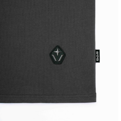 Victory Embroidery Leather Tee Grey
