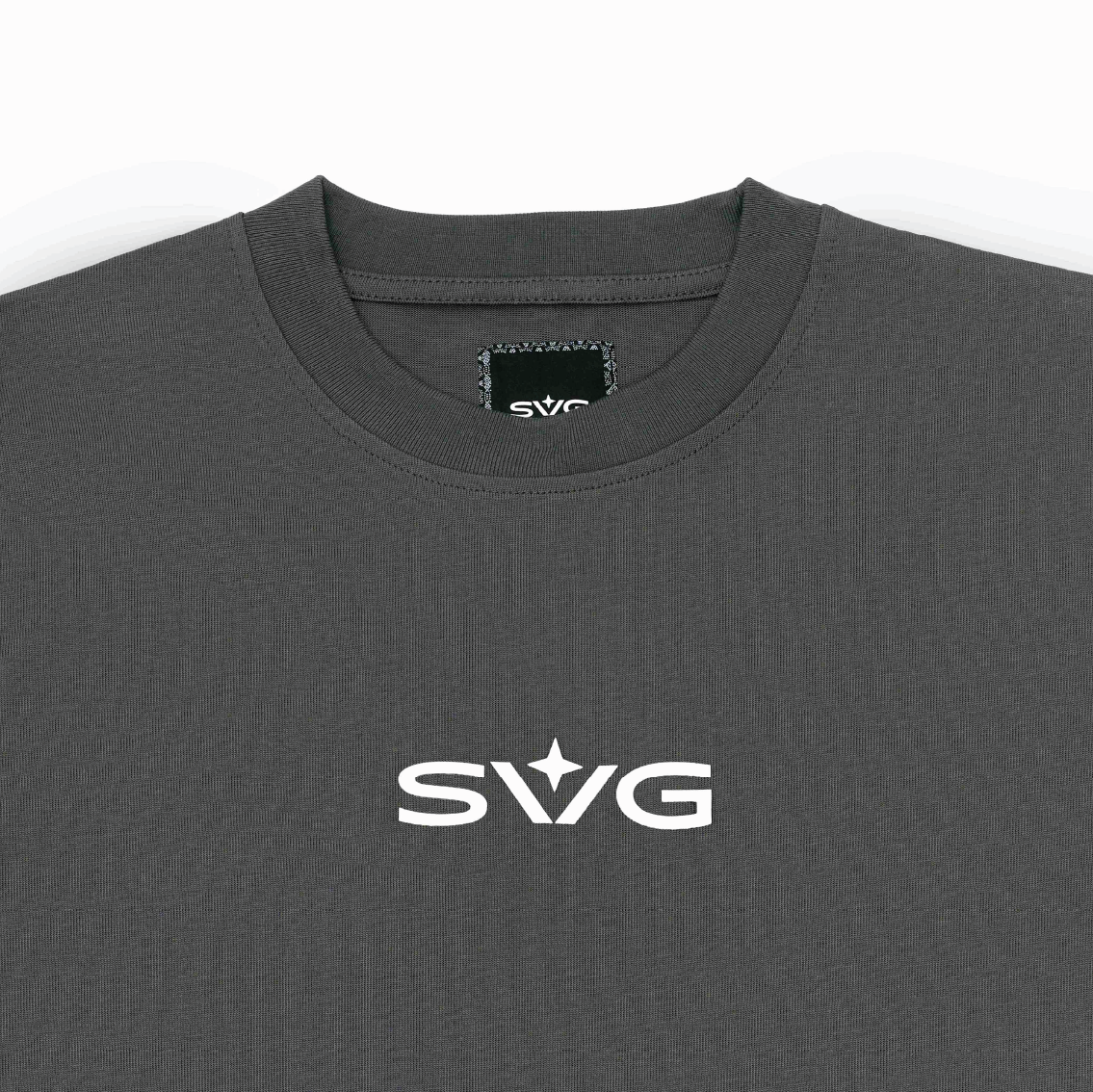 Victory Embroidery Leather Tee Grey