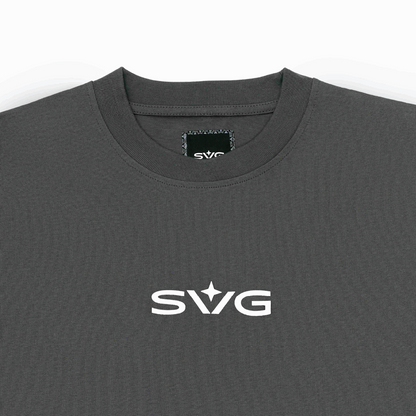 Victory Embroidery Leather Tee Grey