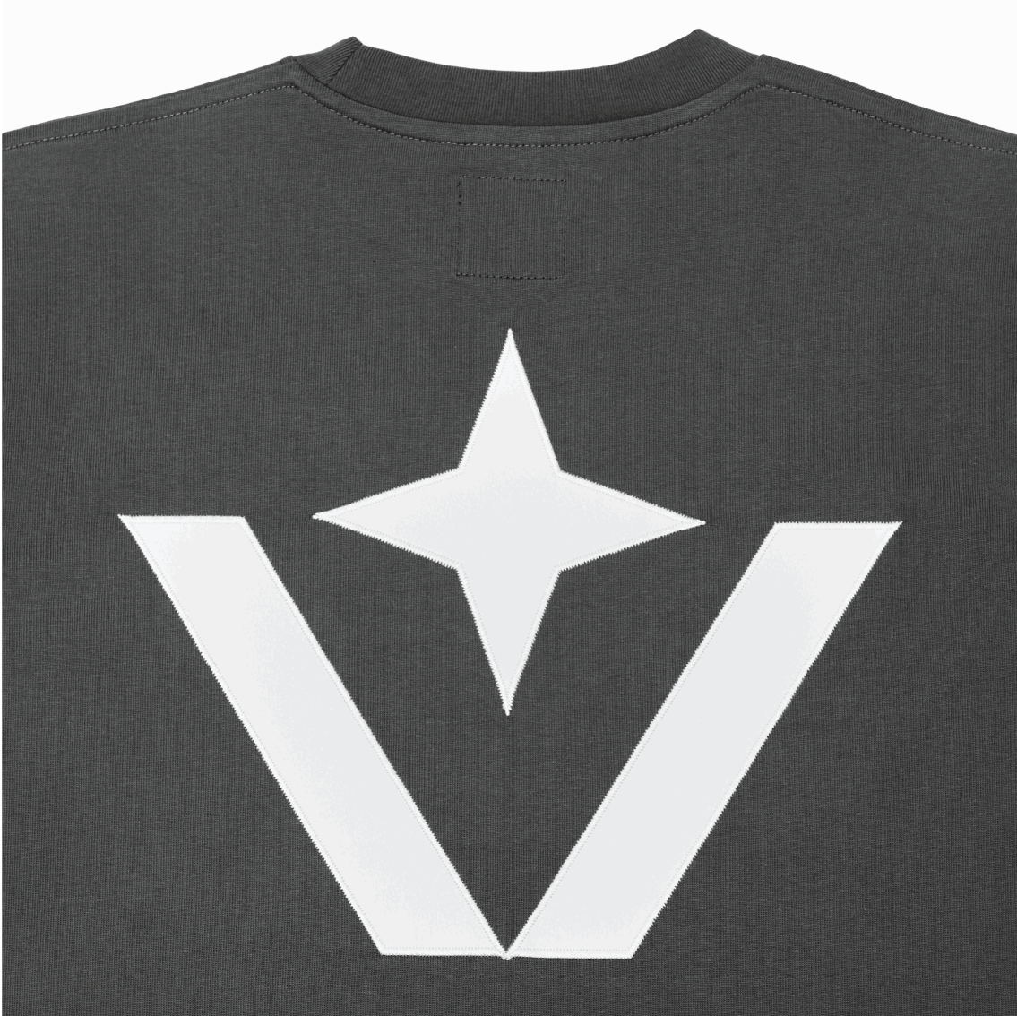 Victory Embroidery Leather Tee Grey