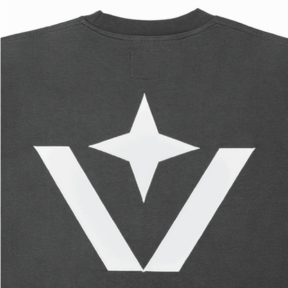 Victory Embroidery Leather Tee Grey