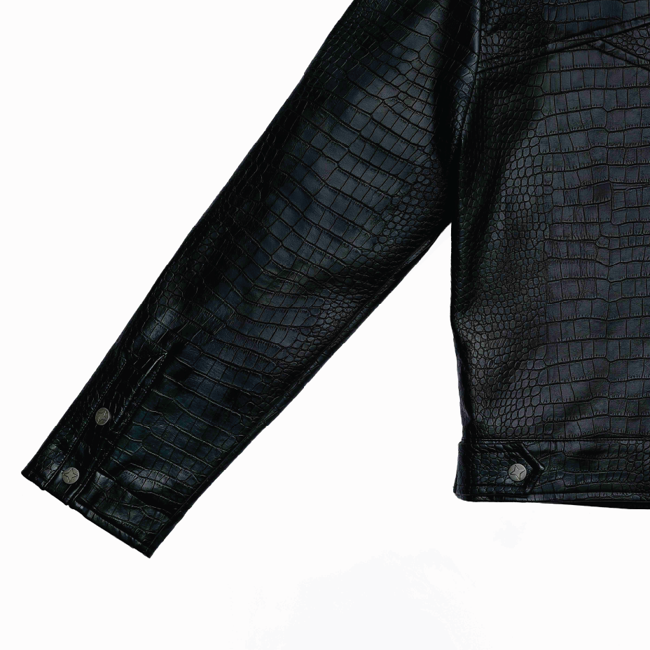 Leather Croc Jacket Black