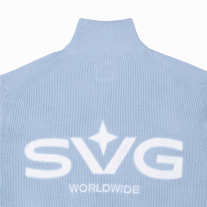 Knitted Half Zipper Baby Blue