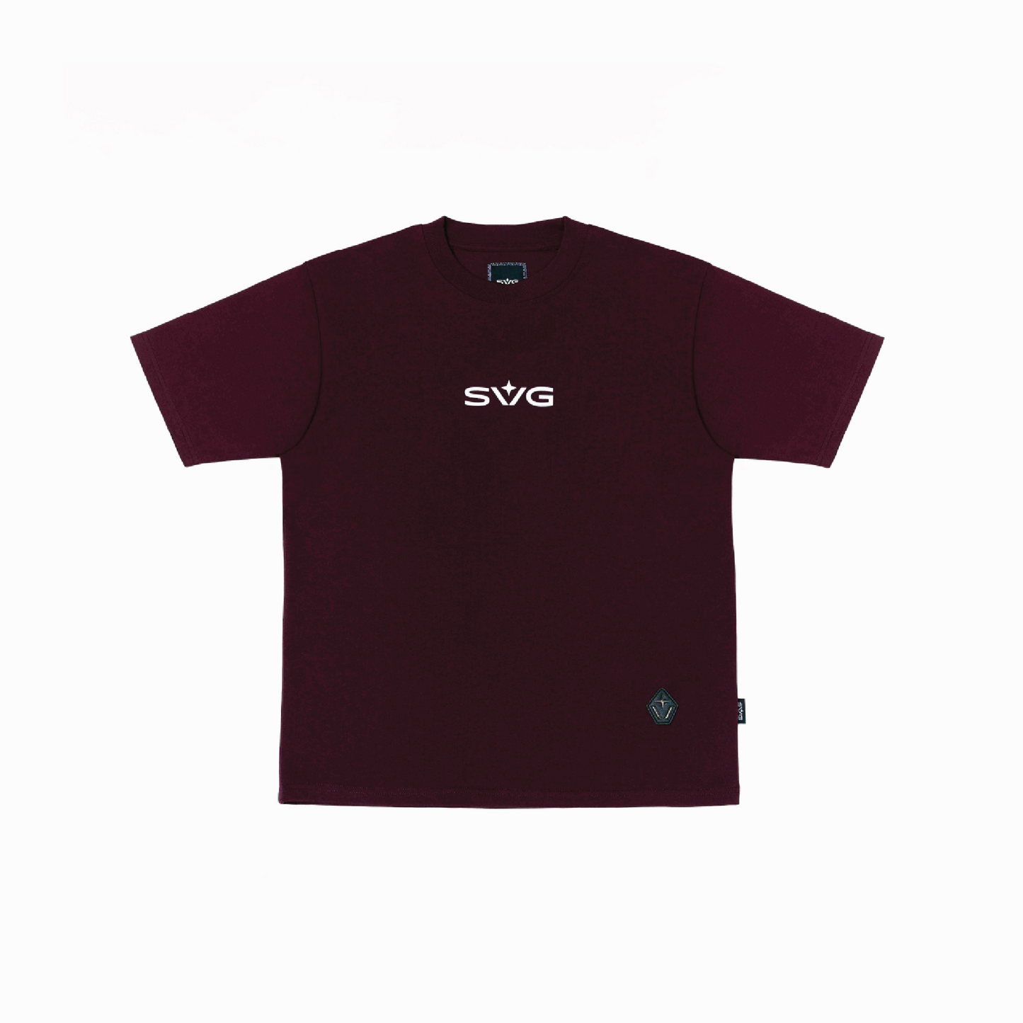 Victory Embroidery Leather Tee Burgundy