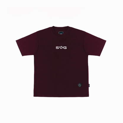 Victory Embroidery Leather Tee Burgundy