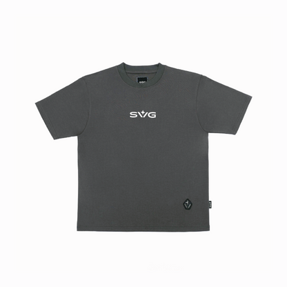 Victory Embroidery Leather Tee Grey