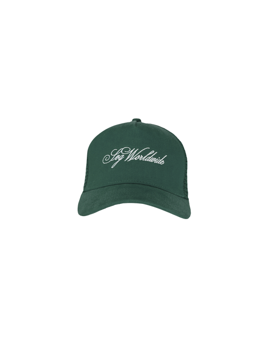 Cursive Green Trucker Cap