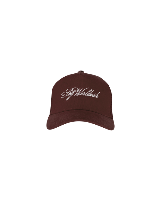 Cursive Brown Trucker Cap