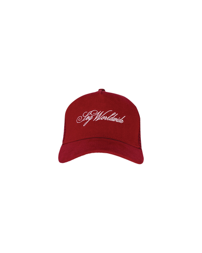 Cursive Maroon Trucker Cap