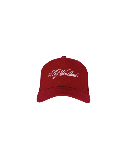 Cursive Maroon Trucker Cap