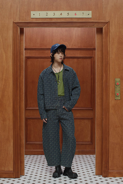 Monogram Jacquard Denim Set Dark Blue