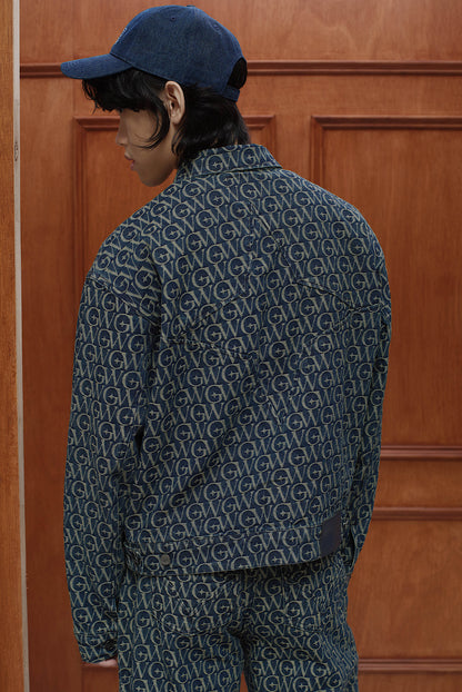 Monogram Jacquard Denim Set Dark Blue