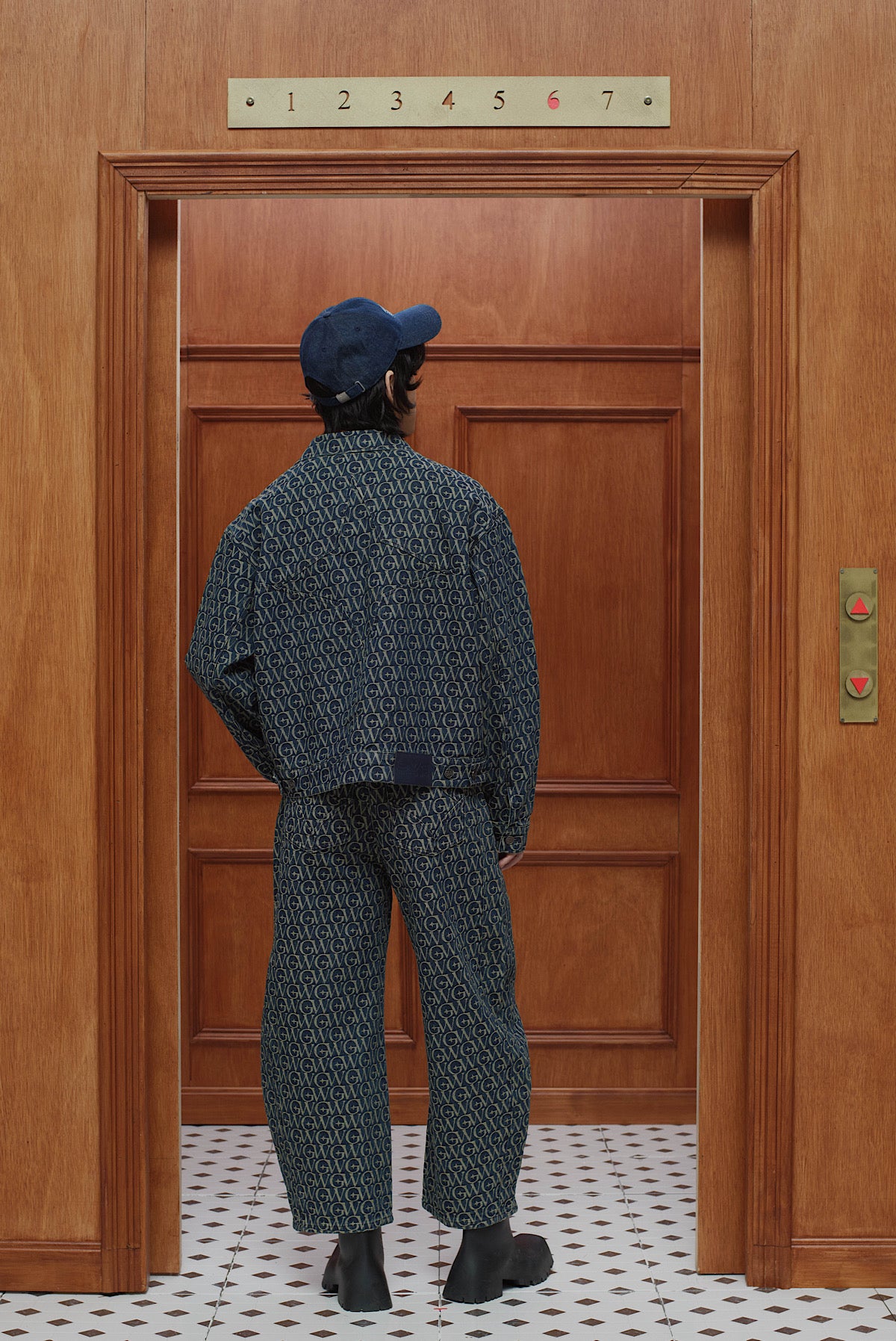 Monogram Jacquard Denim Set Dark Blue