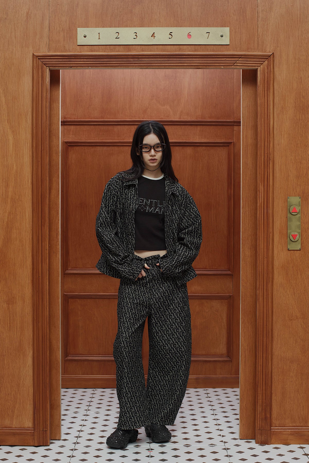 Monogram Jacquard Denim Set Black