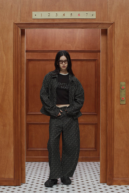 Monogram Jacquard Denim Set Black