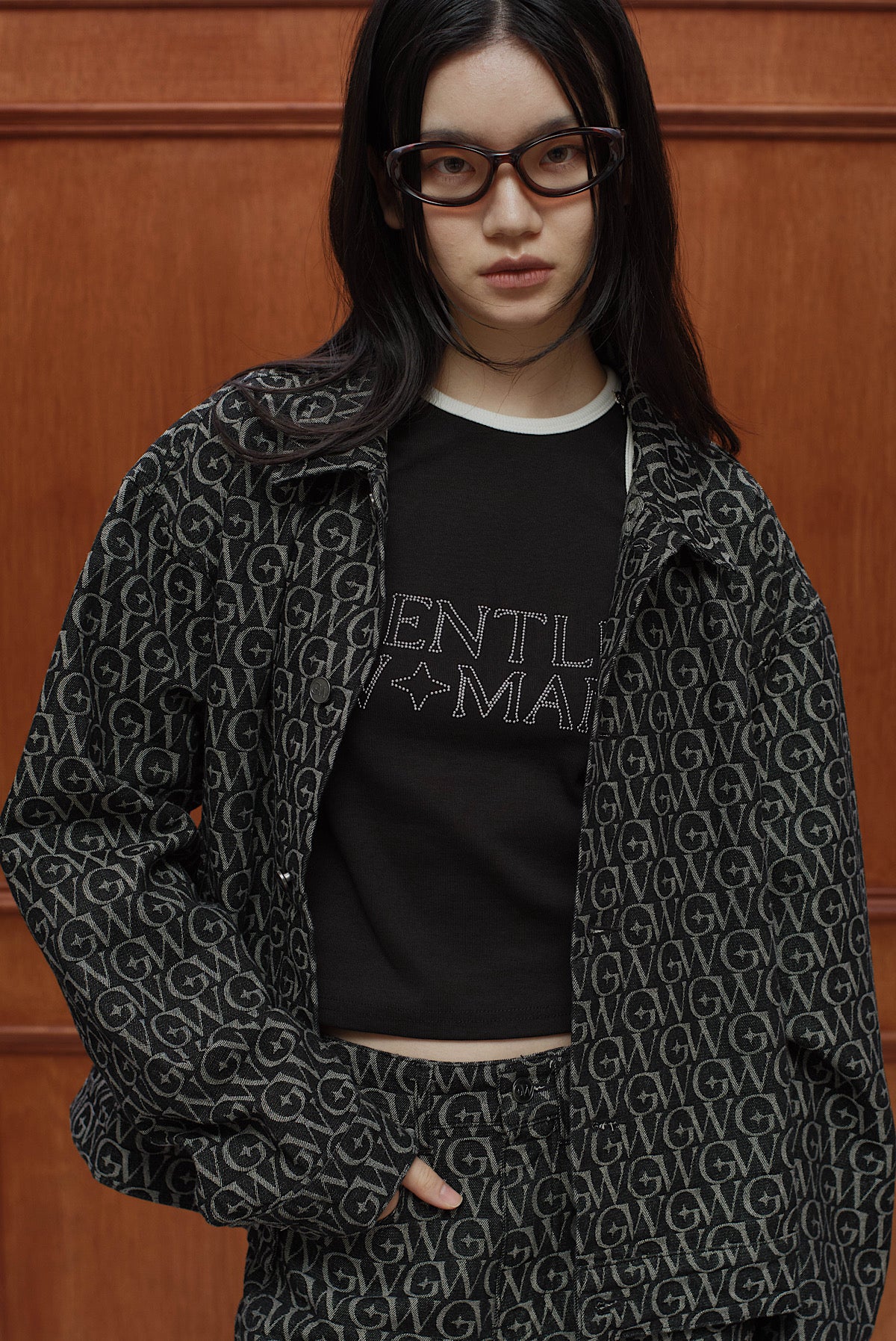 Monogram Jacquard Denim Set Black