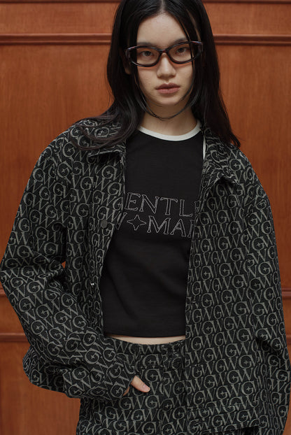 Monogram Jacquard Denim Set Black