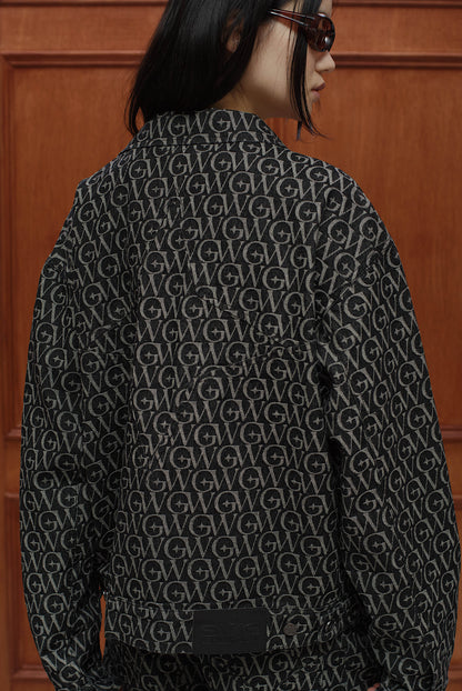 Monogram Jacquard Denim Set Black