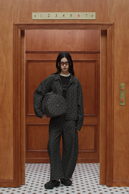 Monogram Jacquard Denim Set Black