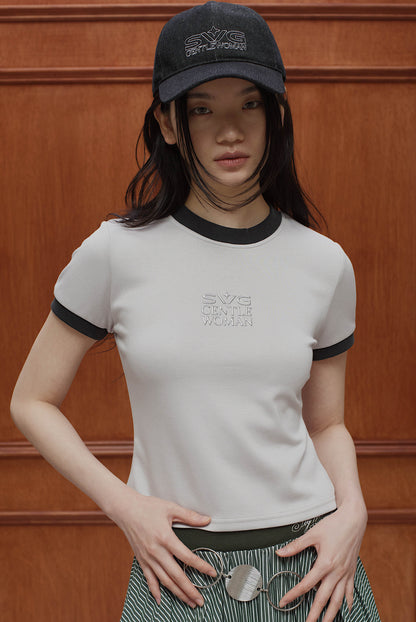 Ringer Baby Tee Grey