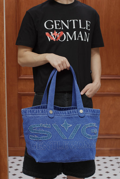 Distressed Denim Tote Bag Blue