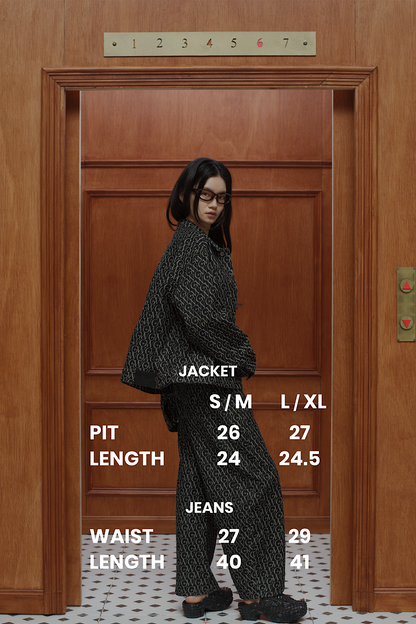Monogram Jacquard Denim Set Black
