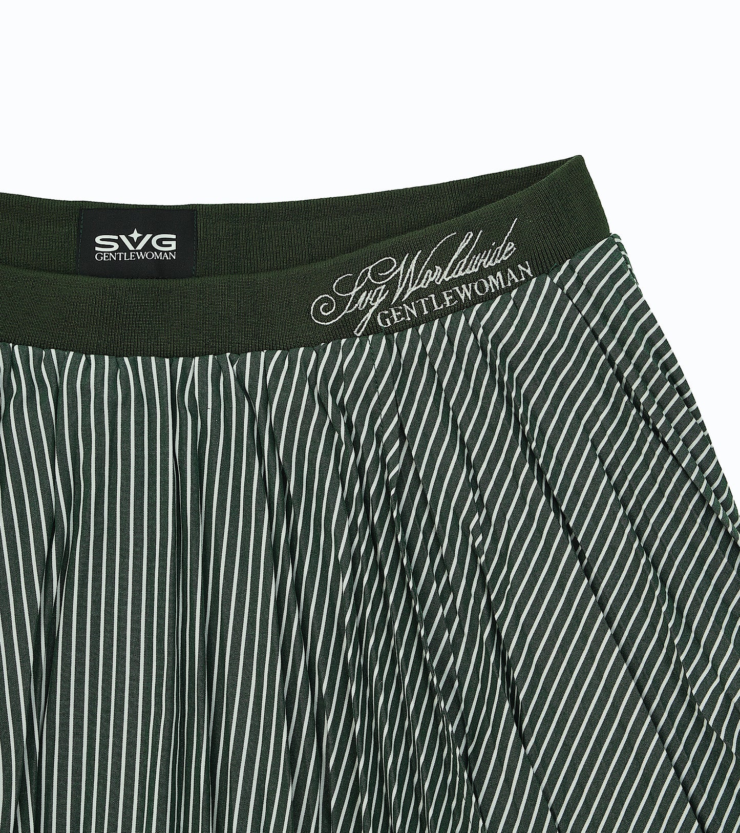 Pleated Stripe Mini Skirt Green