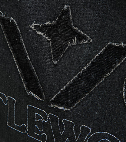 Distressed Denim Tote Bag Black