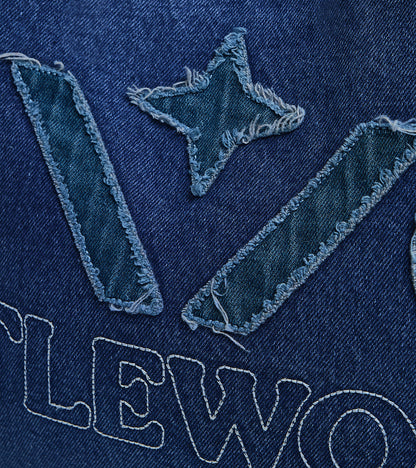 Distressed Denim Tote Bag Blue