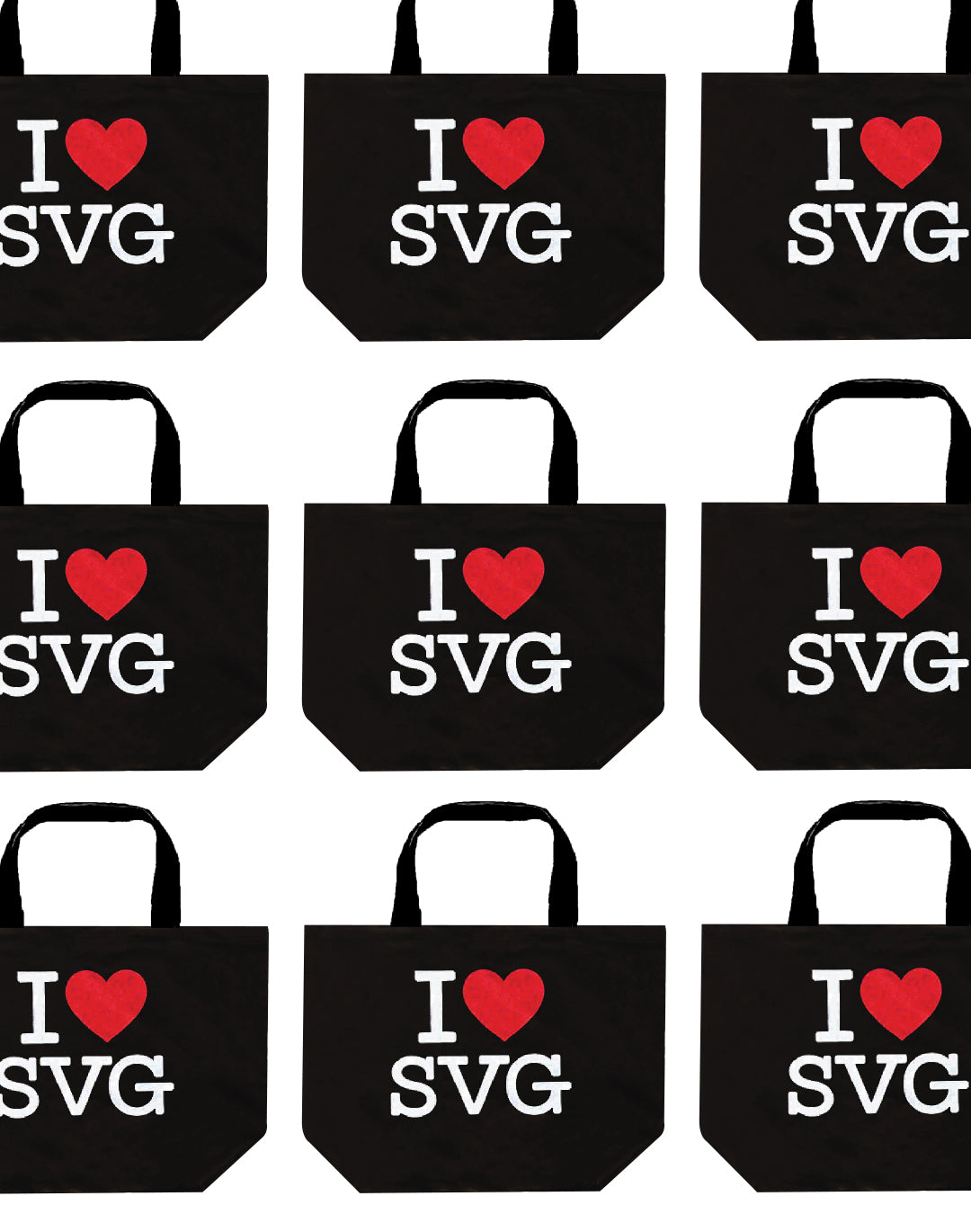 I Love SVG Black Totebag