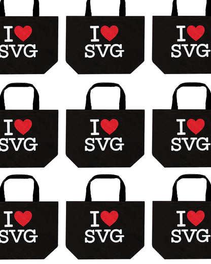 I Love SVG Black Totebag