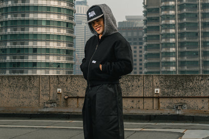 Waving Flag Zipper Hoodie Black