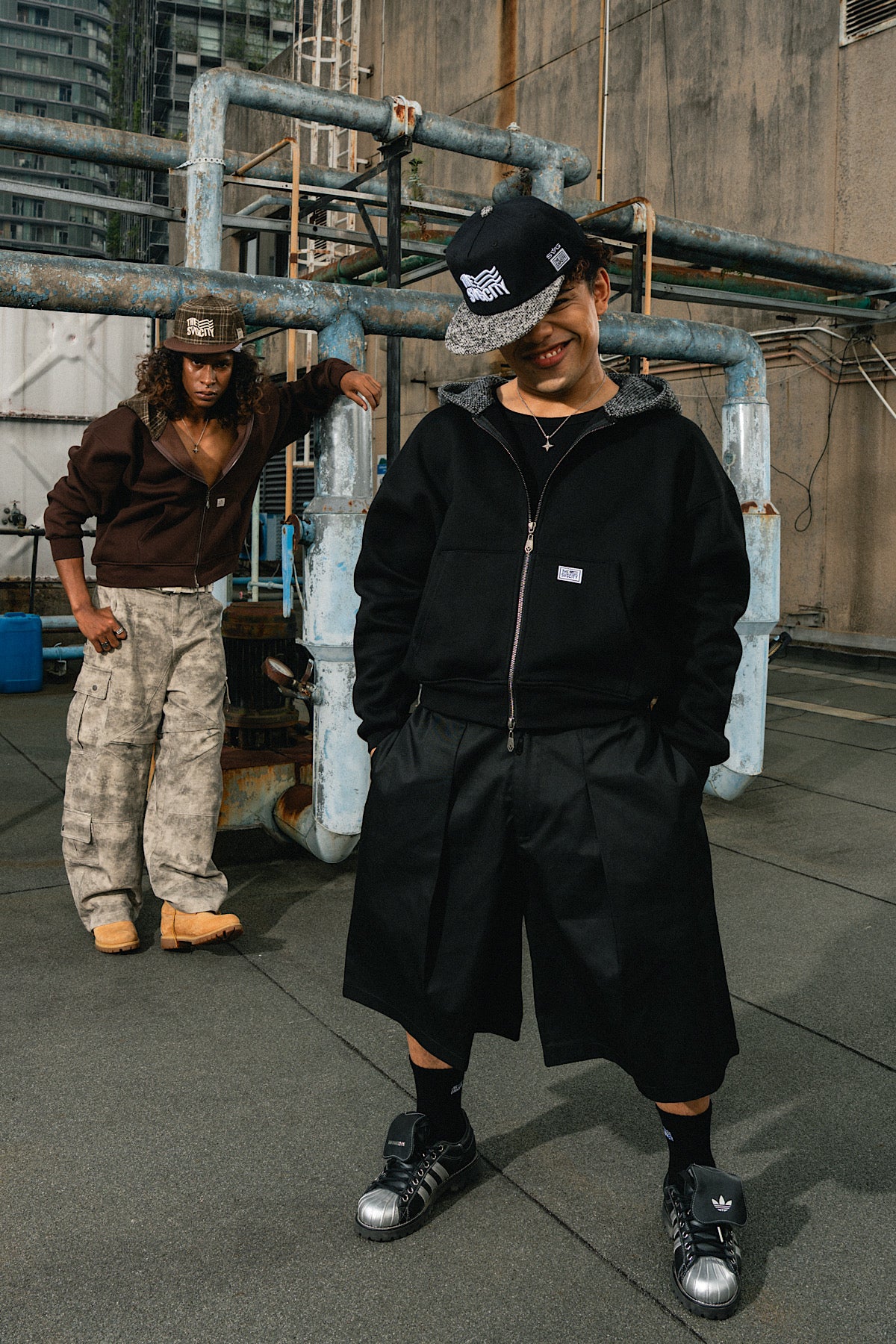 Waving Flag Zipper Hoodie Black
