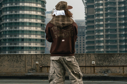 Waving Flag Zipper Hoodie Brown